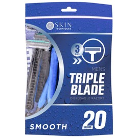 Ark Future Skin Techniques Triple Blade Mens Disposable Razors 20 Pack - A Must Have Essential For a Clean Shaven Face - 1 Pack of 20