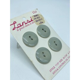 4 Vintage Lansing 2-Hole Buttons Original 15¢ Card Light Pearlescent Gray 7/8"