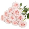Yigeitopli 10Pcs Pink Artificial Silk Roses with Stems for Decor
