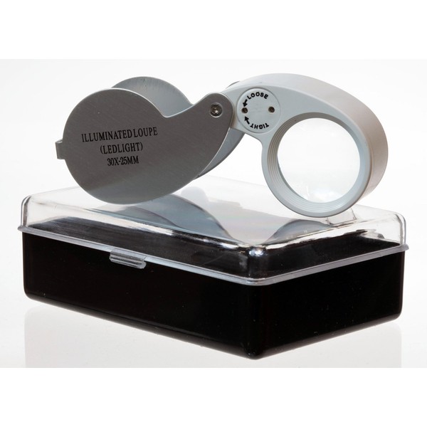 Gadgets Collection 30X 25mm LED Illuminated Jewelers Loupe Magnifying Glass Magnifier