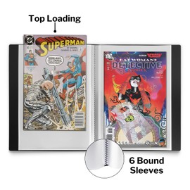 Dunwell Comic Book Storage Album - For Current, Silver Age, Regular Bagged and Boarded, Binder with 6 Super Heavyweight Sleeves, Clear View Cover and Spine, Acid-Free, Gift for Comic Collectors