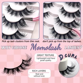 Eyelashes Fluffy Cat Eye Lashes Wispy 8D Volume False Eyelashes Comfortable & Lightweight Lashes Strips Makeup Fake Eyelashes Soft Curly Fake Lashes 7 Pairs Pack by MOMOLASH
