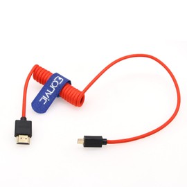 Eonvic 2.1 HDMI Coiled Cable 8K HDMI to Micro HDMI Cable High Speed HDMI Male Coiled Cable for Canon M5/m6 Sony A7 A7R A7S A6500 6300 6000 5100 Panasonic GH4