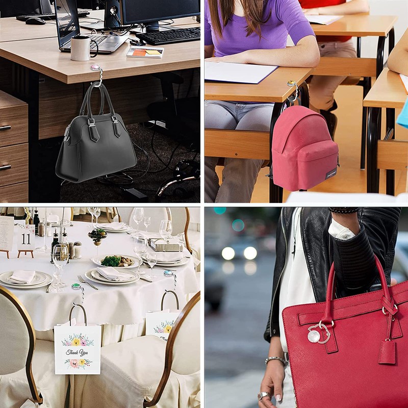 XSHAO® 6 Pieces Table Handbag Holder Hook, Foldable Handbag Hook