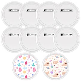 JJUNW 10Pcs Acrylic Buttons Pin Badge, 3.31Inch Clear Blank Craft Button with Pin Button Pin Badges Kit for DIY Crafts Supplies, School Projects,Party Activities