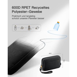 Inateck Kabeltasche Elektronik Organizer, Spritzwasserfester Reise Zubehör Tasche, Mehrzweck-Zubehörtasche, Kompatibel mit Maus, Kabeln, USB Stick, Schwarz