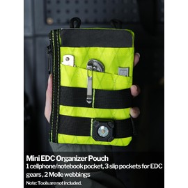 VIPERADE VE16N X-Pac EDC Pocket Tool Organiser, Multifunctional Small Tool Bag with 7 Pockets, EDC Organizer Bag for Men, Slim Multitools Pockets Organizer - Chartreuse