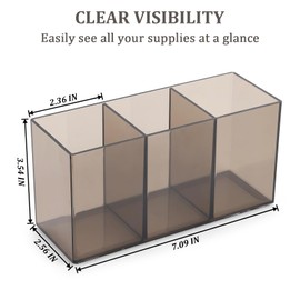 Ludato 2 PACK Acrylic Pen Holder Organizer for Desk Party Straw Holder Pencil Organizer Cutlery Holder Clear Makeup Brush Holder Bookmark Display Lash Utensil Caddy Flatware Silverware Holder