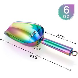 P&P CHEF Small Ice Scoop, 6OZ Stainless Steel Candy Food Flour Scoop, Utility for Kitchen Garden Bar Wedding Bath, Heavy Duty & Non Toxic & Easy Clean, (Rainbow, 1Pc)