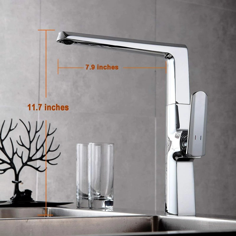 Faucet (F-001) 360 Degree Swivel Single Handle Solid Brass Chrome