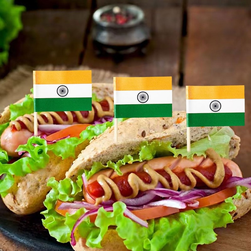 India Miniature Toothpick Flags Decorations Small Cupcake Toppers Cocktail Food