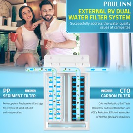 PAULINN RV Camper Inline Water Filter, 4 Packs Marine Garden Camping Water Hose KDF Filter Accessories for Boat Trailer Motorhome Gardening Planting Car Washing, Reduces Chlorine, Bad Taste & Odor