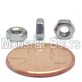 MonsterBolts M3 - 0.50  Metric Hex Nuts, A2 / 18-8 Stainless Steel DIN 934, Coarse Thread - 10