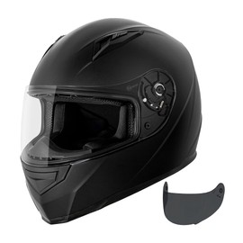 VCAN VX Lightweight Full Face Motorcycle Street Bike Helmet with Extra Tinted Visor DOT Approved (Matte Black, X-Large)