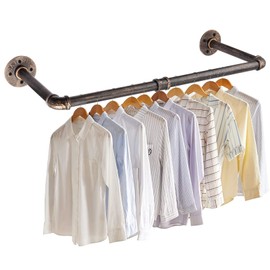 Tanice Wall Clothes Rail, 60 cm Industrial Pipe Clothes Rails, Wall Mounting, Maximum Load 25 kg, Clothes Rack for Living Room, Bedroom, Bronze