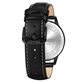 GELAXSY Mens Watches 40mm Quartz Watch with Analogue Display Date Window and Leather Strap Wrist Watch for Men Water Resistant (Black White)