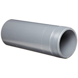 Spears 188N Series PVC Pipe Fitting, Nipple, Thread on One End, Schedule 80, Gray, 1-1/4" NPT Male x Socket, 6" Length