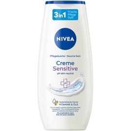 NIVEA Creme Sensitive Pflegedusche (250 ml), pH-hautneutrales Duschgel mit Kamillen-Extrakt, feuchtigkeitsspendende Cremedusche für sensible Haut ohne Seife