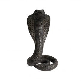 Will Art Museum King Cobra Snake Statue Sculpture, Animal Figure Collectible Gifts for Snake Lover Office Home Decor Desk Decoration Garden Yard Figurines Outdoor Decor, Black Color
