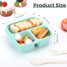 Snack Containers, 4 Pack Lunch Box, Snack Box Containers Reusable for Kids and Adults, 3 Compartment Meal Prep Food Storage Containers for School, Work, Travel(Wheat)