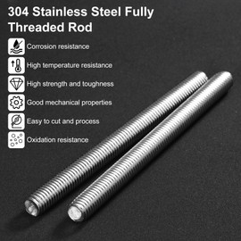 M METERXITY 5-Set Fully Threaded Rod, M5x70mm 304 Stainless Steel Right Hand Thread Bar Studs with Nuts and Washers for Furniture Anchor Bolts/Clamps/U-Bolts, Metric Threaded Screw