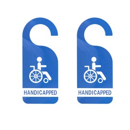 Gosknor Pack of 2 Disabled Parking Signs, 21.5 x 9 cm Parking Permit Tags for Disabled People Clear Wheelchair Pattern Wheelchair Reservation Sign Made of Plastic for Indoor and Outdoor Use