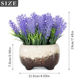 SWAVOKA Lavender Flowers Artificial Small Fake Plant in Ceramic Pot Faux Lavender Decor for Bathroom Bedroom Table Centerpieces Indoor Outdoor