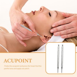 Baluue Baluue 2 pcs Dual Head Stainless Steel Reflexology Tools, Ear Acupuncture Pen Multi-Functional Acupuncture Point Probe for Ear Points Neck Shoulder Relief Facial Massage