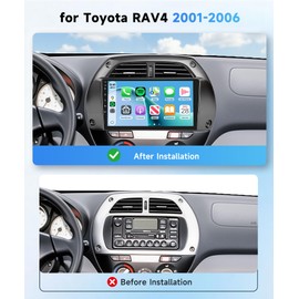 4G+64G Car Radio Stereo for Toyota RAV4 2001-2006, 9inch IPS Touch Screen/Android 15/Wireless CarPlay/Android Auto/32 EQ/GPS Navigation/WiFi/5.0Bluetooth/SWC/FM/RDS/AHD Backup Camera