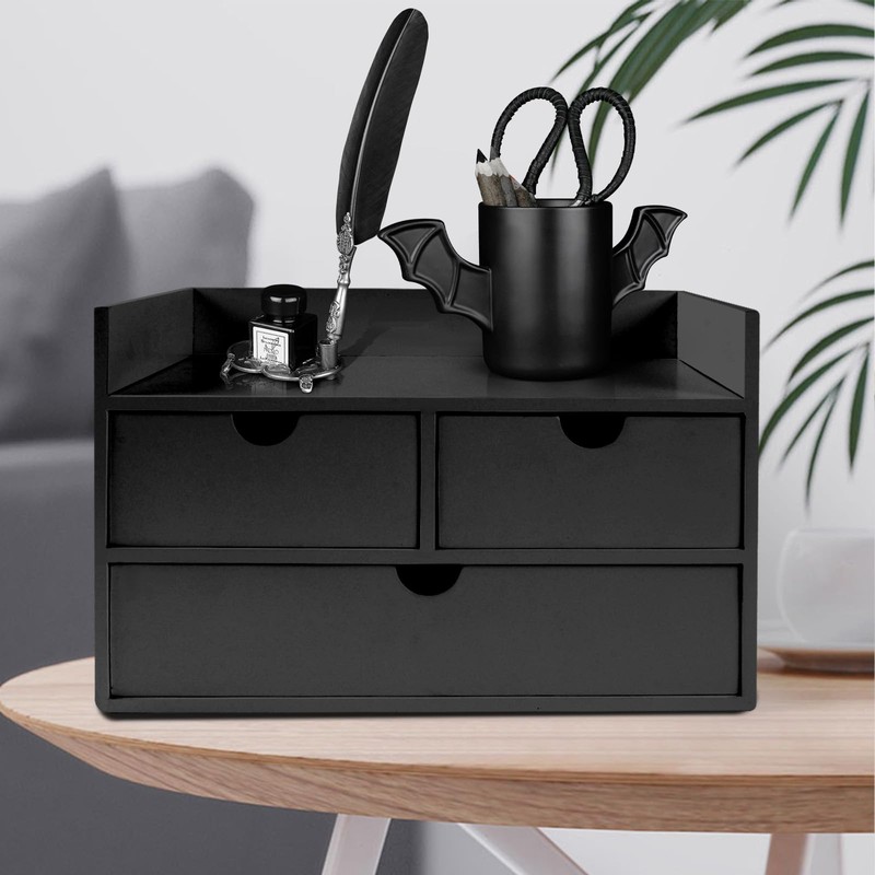 Charmewooden desk organizer with drawers countertop drawer organizer Tabletop Storage
