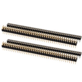 DIYhz Male and Female Pin Header (2pair) Gold Plated (ROHS) Double Row Round Pin 2X40P Straight Needle PCB Pin Header 2.54 mm Male Pin Header Connector Gold for Computer and breadboard