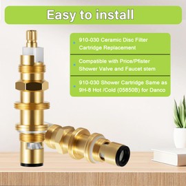 910-030 Ceramic Disc Cartridge Replacement, Compatible with Price/Pfister Shower and Faucet Stem, Shower Valve Cartridge for Tub and Shower Faucet, Brass Construction(2 Pack)