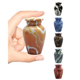 Marble Metal Keepsake Mini Cremation Urn - Token Sharing Memorial Urn with Velvet Bag (Honey Onyx)