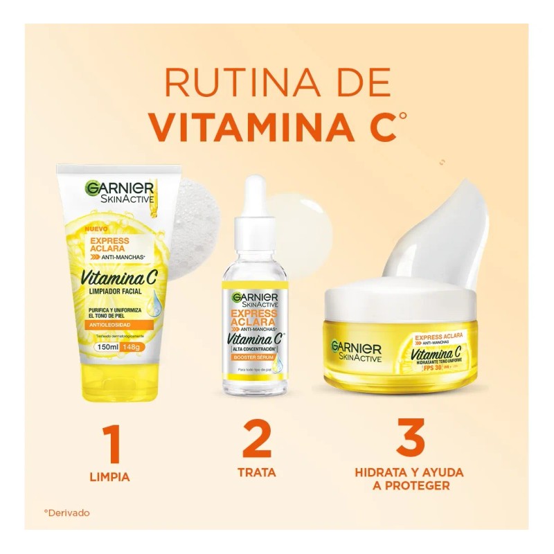 Kit Garnier Express Aclara: Serum, Crema Y Gel Vitamina C