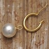 Pearl Hoop Earrings for Women, 18K Gold Plated Huggie Drop