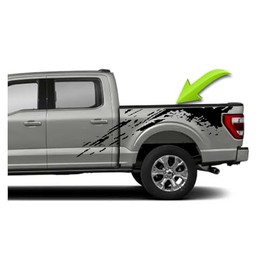 BENINI DESIGN STUDIO Bed Side Compatible with Raptor Mud Splash Vinyl Stripes Graphics Vinyl Decals Sticker Kits Both Sides - Compatible with Ford F-150 F150 2021 2022 2023 2024 (White)