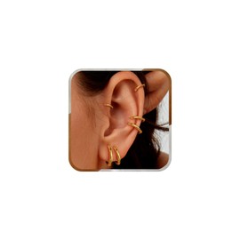 J.Fée 6 Pairs of Small Women's Earrings Set, Hypoallergenic, Hoop Earrings, Gold and Silver 925 Hoop Earrings, Silver 925 Earrings, Gold Jewellery, Women, Gifts for Women, 6 7 8 9 10 12 mm, Silver