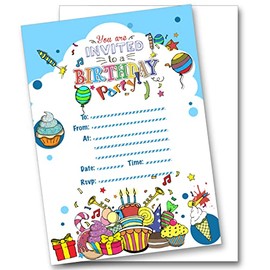 Shmaki Birthday Party Invitations Invites Girl Boy Children Kids Pack Celebration With White Envelopes (40 Pack)