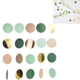 Wedding Party Decorations - Forest Green Dots Paper Garland String Hanging Party Background for Neutral Baby Shower, Birthday, Bridal Showers, Rustic Wedding Decorations