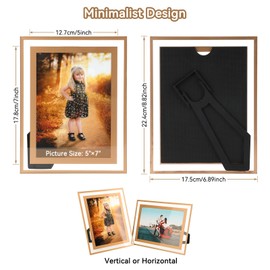 Cokiyaya 5"×7" Gold Picture Frame, Crystal Glass, Tabletop Frame For Photo 5×7, Vertical or Horizontal, Classy Gift For Father's Day, Anniversary, Wedding, Home or Office Decoration