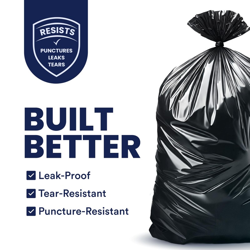 Plasticplace Contractor Trash Bags 55-60 Gallon, 3.0 Mil, Black Heavy