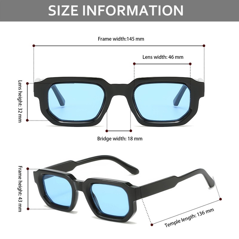 JCTAIFOO Trendy Rectangle Sunglasses for Men Women Vintage Rectangular Retro