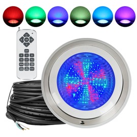PGGBOO LED Pool Light for Inground Aboveground Pool, 12V 36W RGB Color Changing LED Pool Light, Waterproof Underwater Led Light with Remote Control and 50 Foot Cord, Pool Accessories, 9 * 2.1 inch