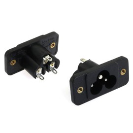 E-outstanding C6 Panel Mount Plug Adapter 2PCS 3Pins 250V 10A AC IEC Inlet Module Plug Power Connector Socket Straight