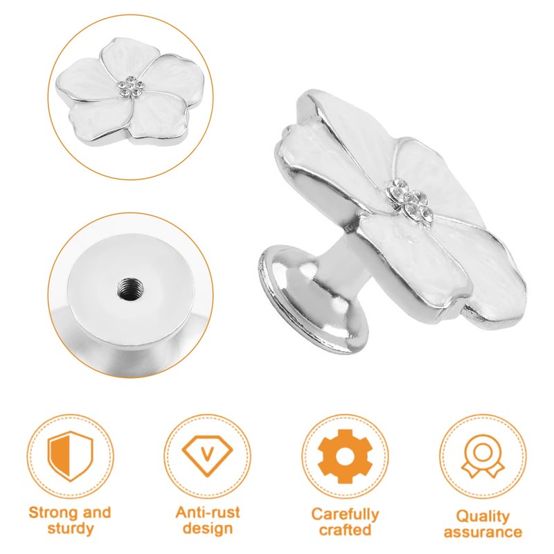 MOROBOR 4pcs Petal Drawer Knobs, Creative Cabinet Drawer Pulls Silver