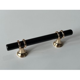 SA Home Products Cabinet and Drawer Handles, Hardware Pulls for Kitchen and Bathroom. 20-Pack JXFS 2251 furniture door pulls with 4-inch Hole Spacing, Black Color paired with Golden Poles #2251BLG4P20