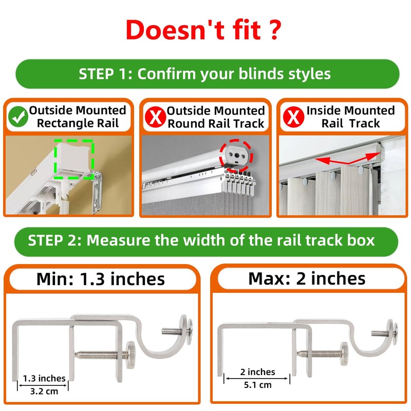 Outside Mounted Blinds Curtain Rod Bracket (Only Fit for 1.3-2