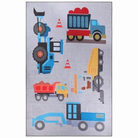 SUPERIOR City Cruise Non-Slip Kids Area Rug, Colorful Rugs for Boys and Girls Bedroom Decor, Playroom, Classroom, Cute Play Kids Essentials, Baby Nursery Rugs - 8ft x 10ft, Ivory Multicolor