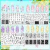 JarThenaAMCS 4Pcs 꽃 네일 플레이트 스탬핑 세트 봄 여름 스탬프