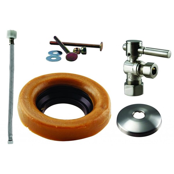 Westbrass Toilet Kit with 1/4-Turn nom comp Stop and Wax